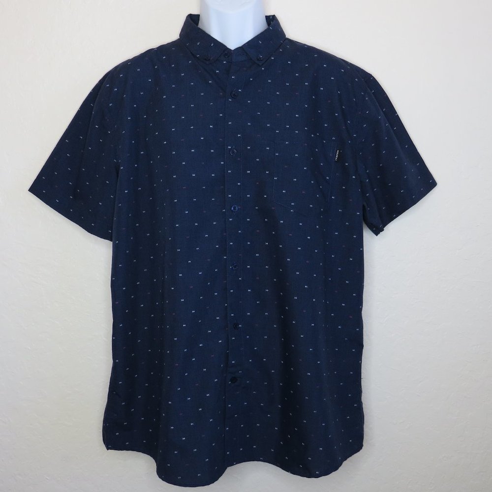 Molokai Surf Co.* Men's Short Sleeve‎ Button Down Straight Hem Fishbone Shirt~XL